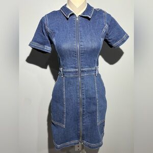 Hollister Blue Denim Zip-Up Dress